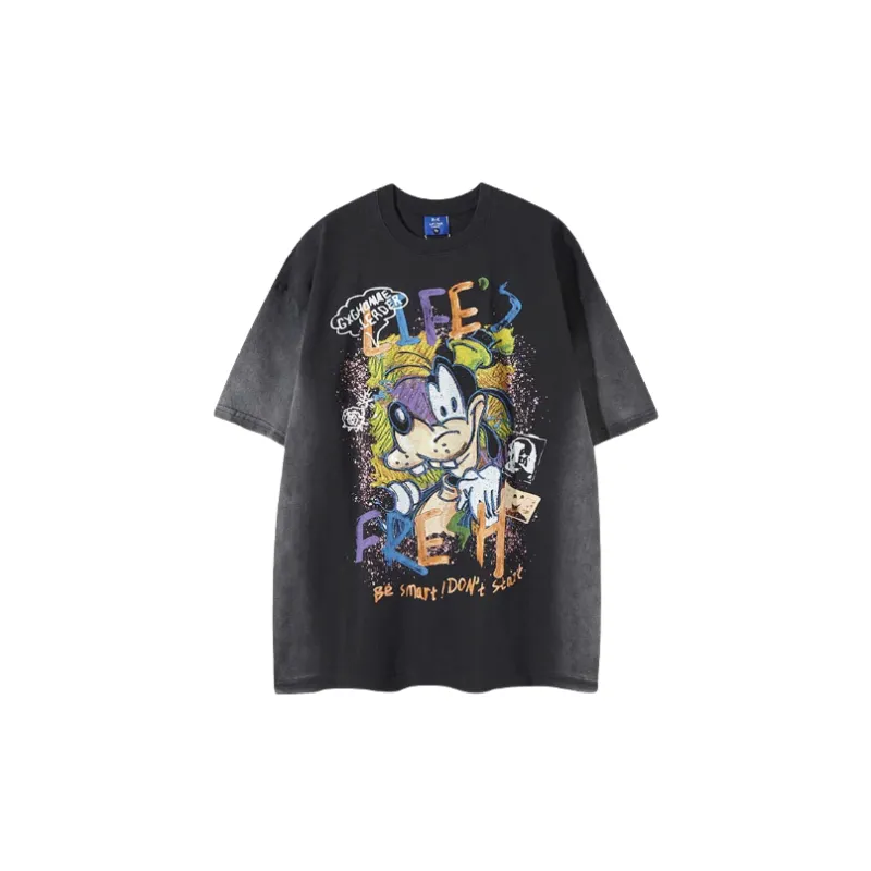 Cartoon Graffiti Cotton Blended Fabric T Shirt-2