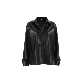 Fashionable Basics Faux Leather With Fleece Lining Leather Jacket Women
