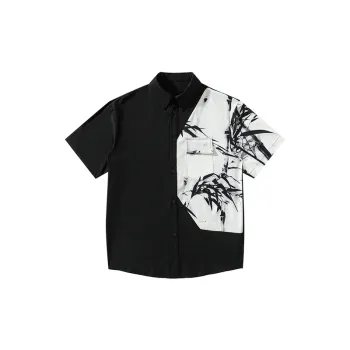 Ice Silk Drape Bamboo Ink Painting Casual Versatile Shirt