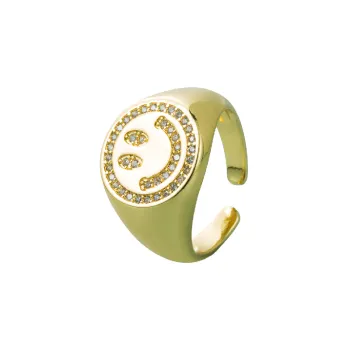 Geometric Smiley Face Zipper Head Ring