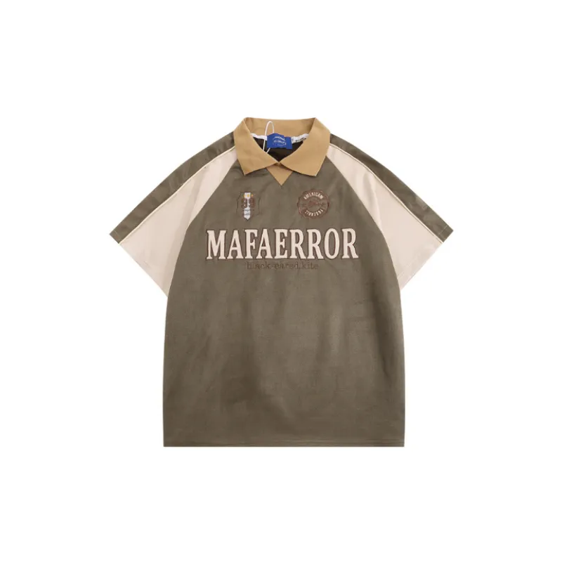 Retro Stitching Contrast Trendy Loose T Shirt-6