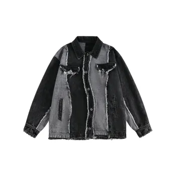 Splicing Burlap Denim Jacket
