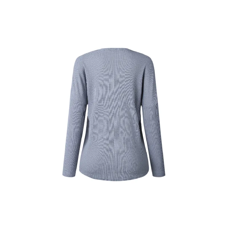 Fashionable Plain Knitted Fabric T Shirt Women-8