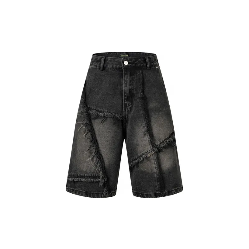 Retro Washed Denim Shorts-0