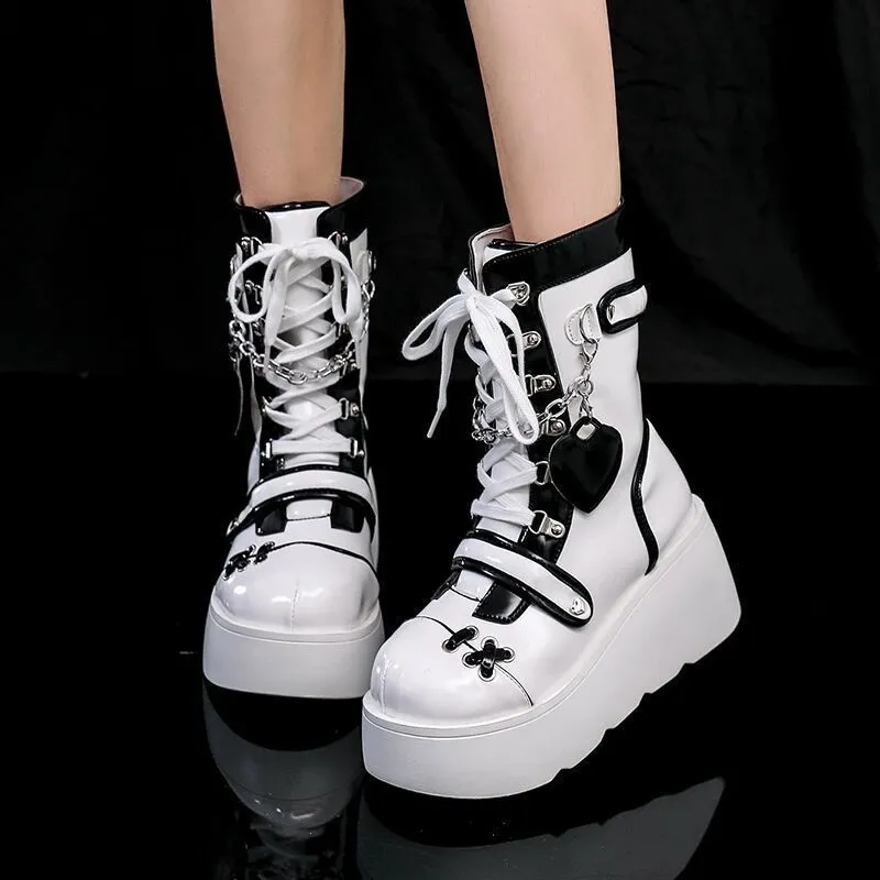 Contrast Color Cute Martin Boot-7