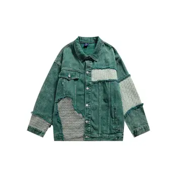 Tide Rough Edges Splicing Denim Jacket