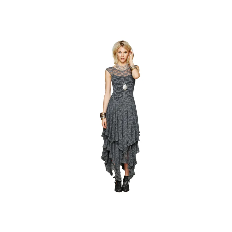 Fashionable Plain Lace Dress Women-6