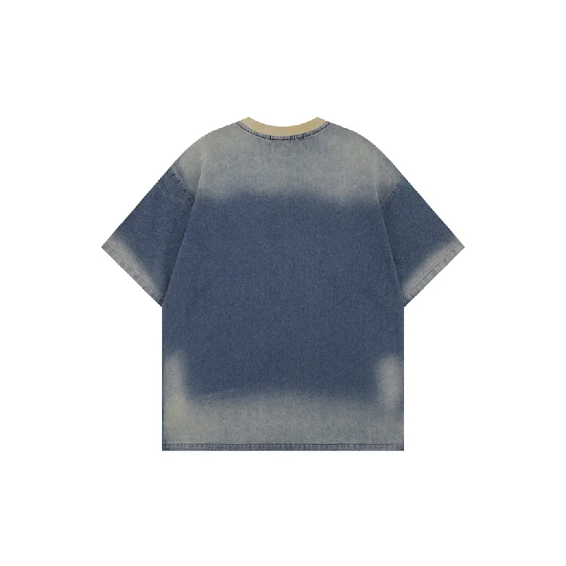 Retro Letter Denim T-Shirt-1