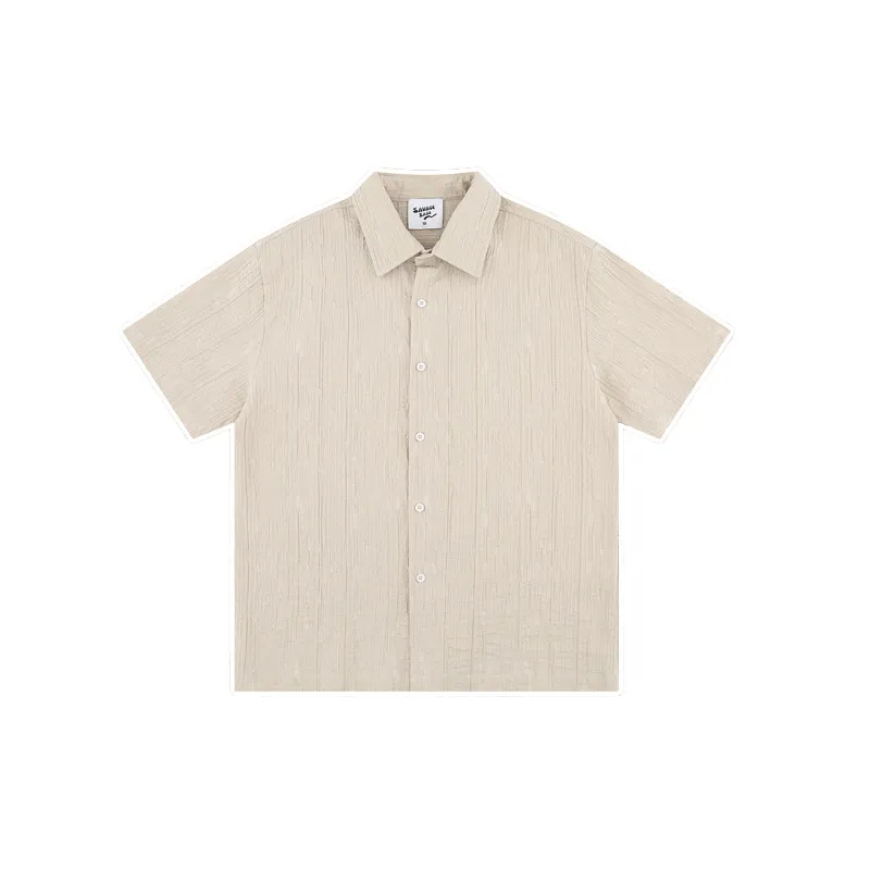 Retro Plicated Blended Synthetic Fabrics Shirt-2