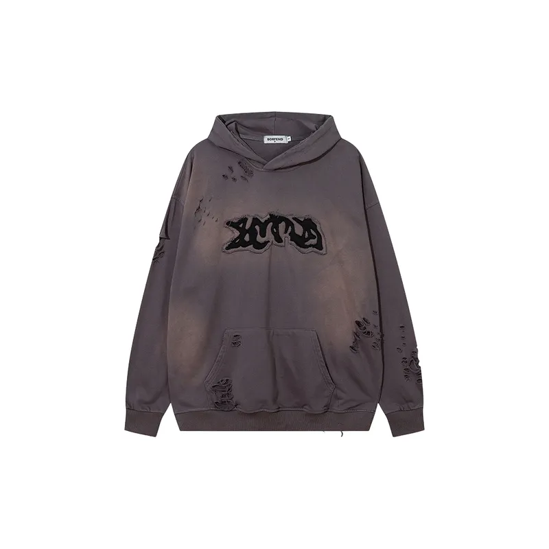Trendy Brand Retro Street Long Sleeve Hooded Sweatshirt-0