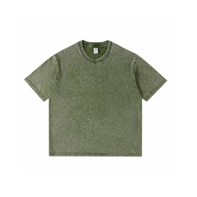 Retro Washed Cotton Blended Fabric T Shirt-4