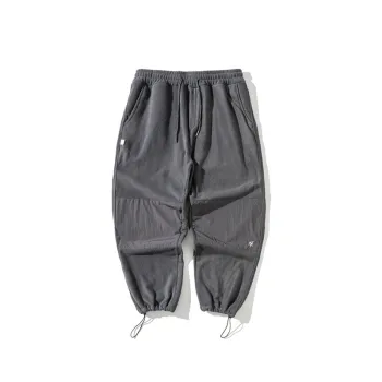 Fleece Stitching Contrast Color Bundle Foot Retro Cone Fleece lined Casual Pants