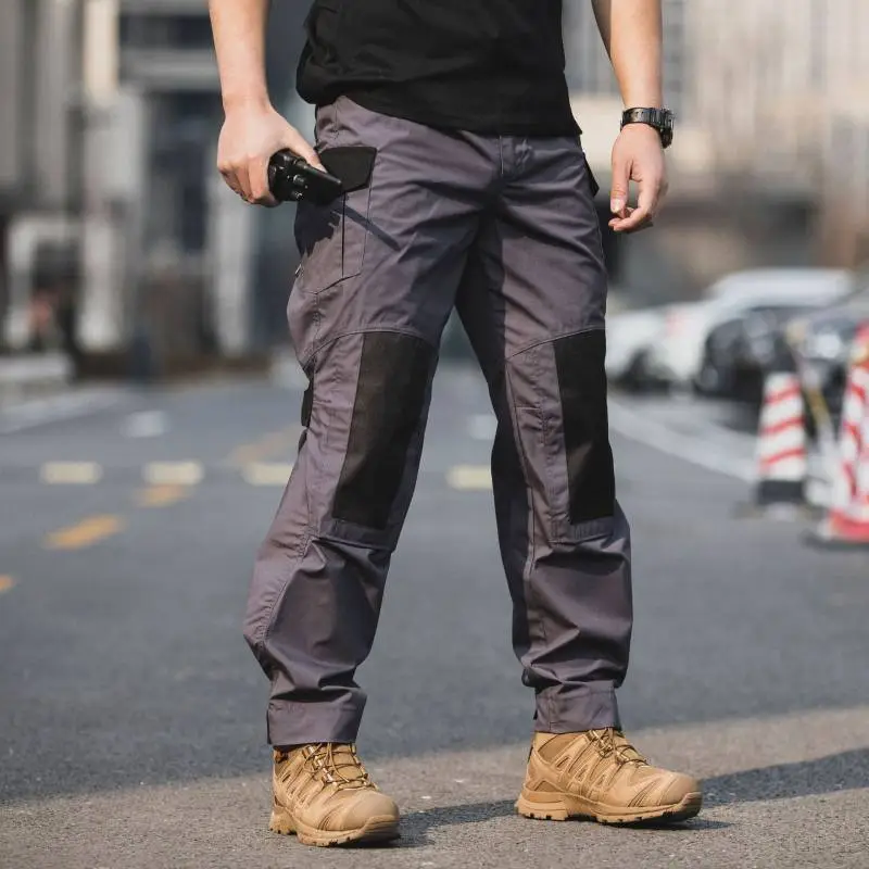 Casual Straight Leg Cotton Blended Fabric Cargo Pants-5