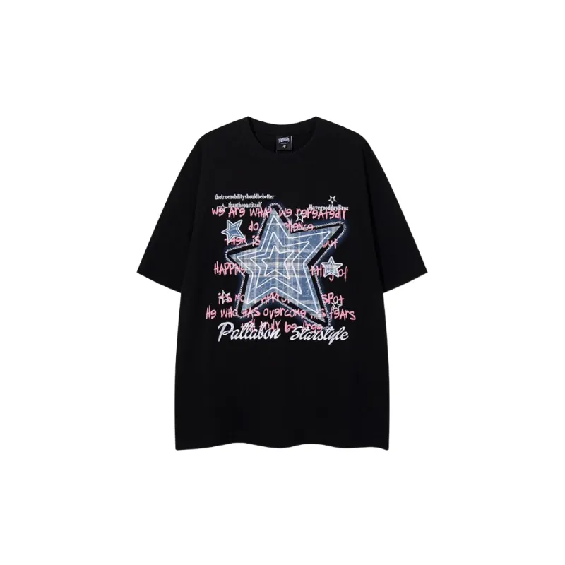 Street Embroidery Cotton T Shirt Unisex-3