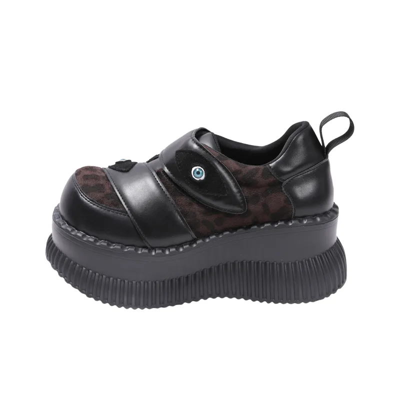 Leopard Print Contrast Color Platform Shoes