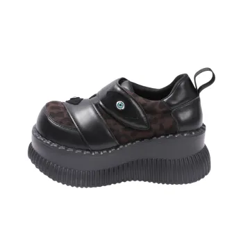 Leopard Print Contrast Color Platform Shoes