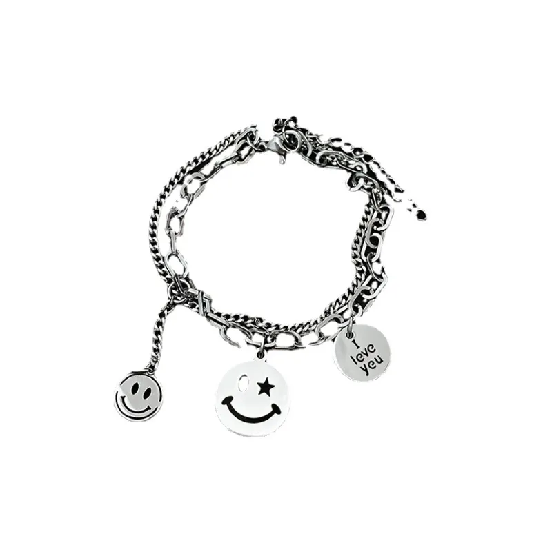 Double Layer Smiley Face Bracelet-0