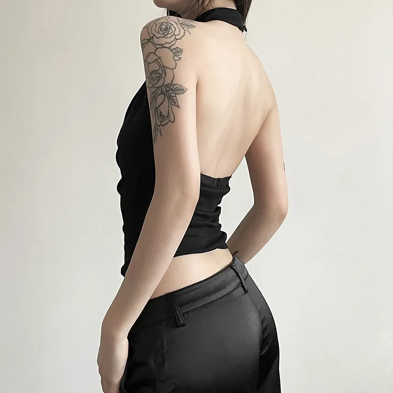 Fashionable Plain Polyester Vest Women-2