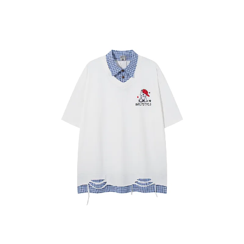 Retro Casual Cotton Blended Fabric T Shirt Unisex-0
