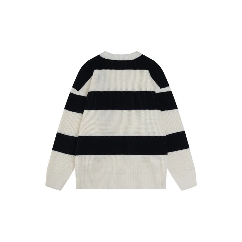 Contrast Color Loose Cotton Blended Fabric Sweater-5