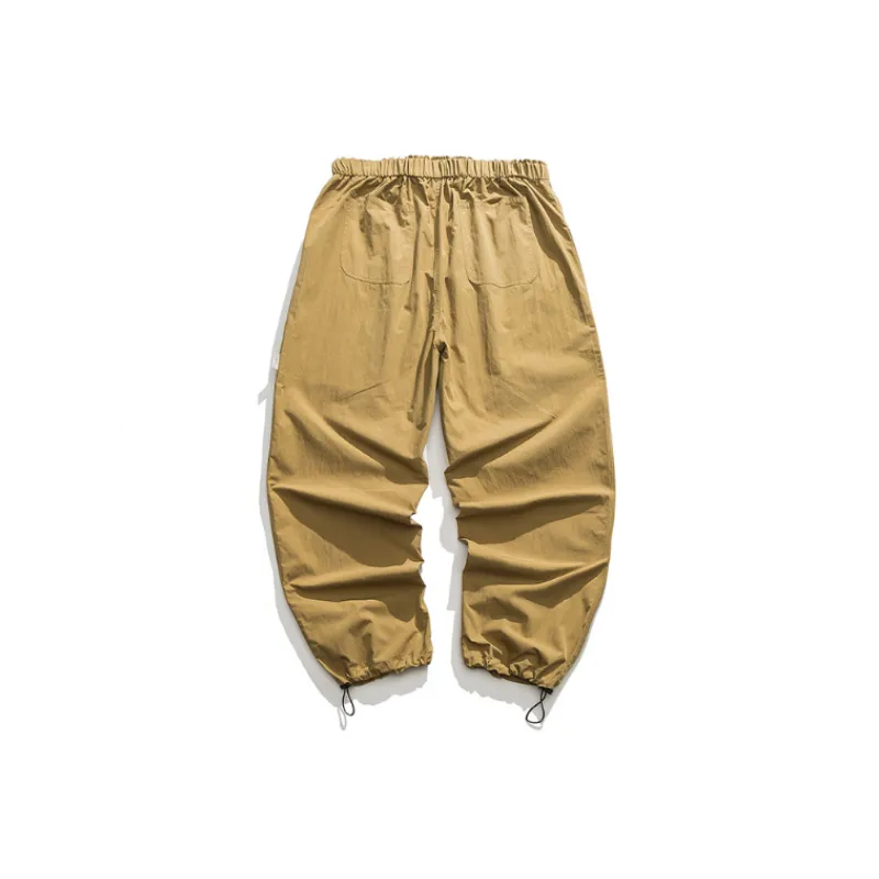 Solid Color Letter Printed Casual Retro Foot Drawstring Pants-3