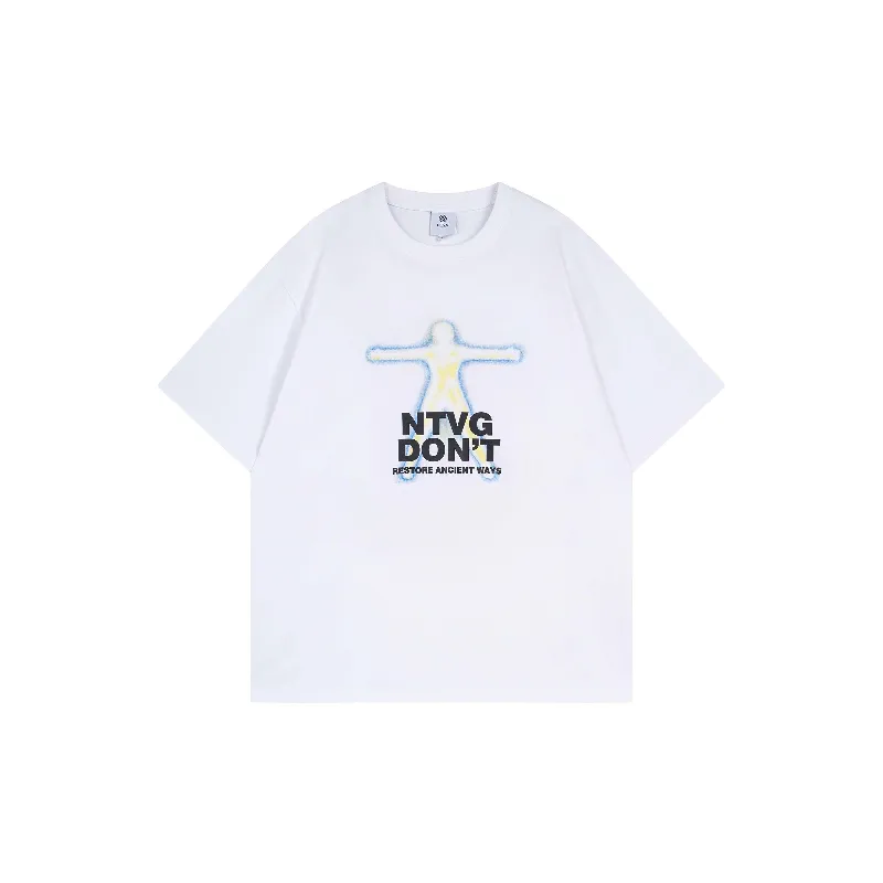 Retro Letter 100% Cotton T Shirt-2