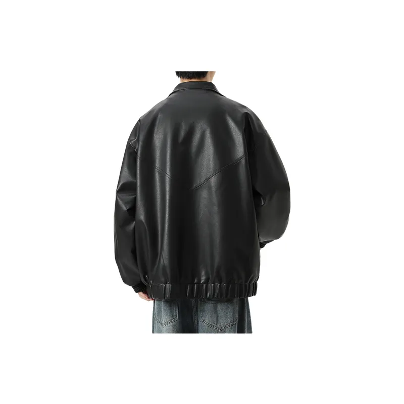 Retro Simple PU Jacket Women-3