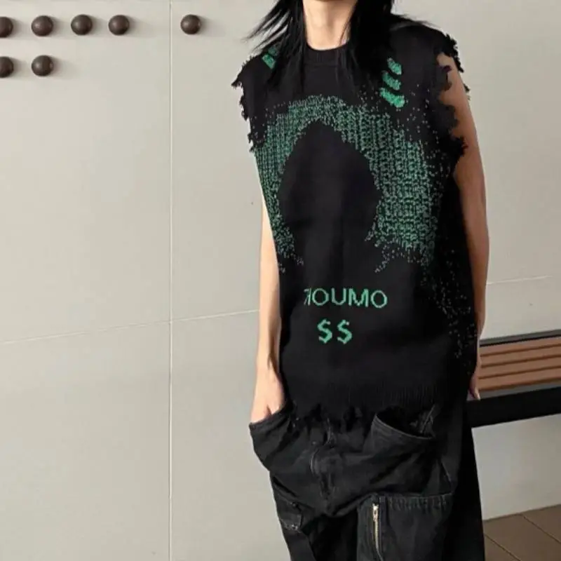 New style Retro Hacker Invades And Destroys Fur edged Vest swag OOTD-10