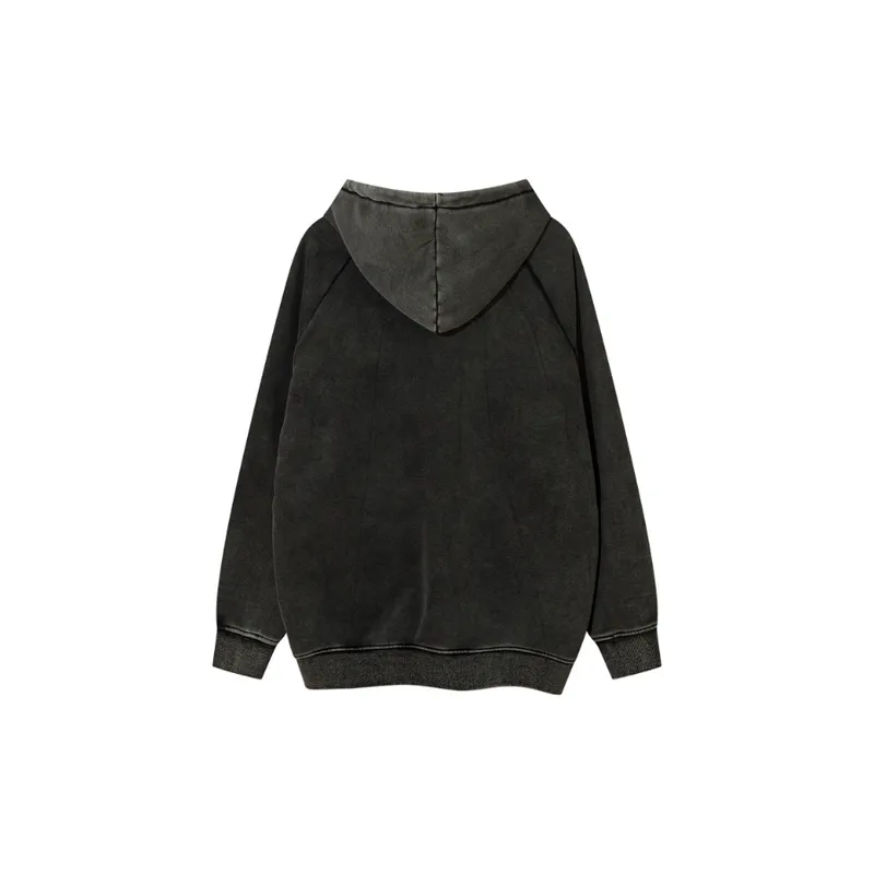 Washed Loose Fleece Hoodie-1