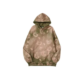 Cashew Flower Full Print Retro Clay Print Old Loose Hoodie