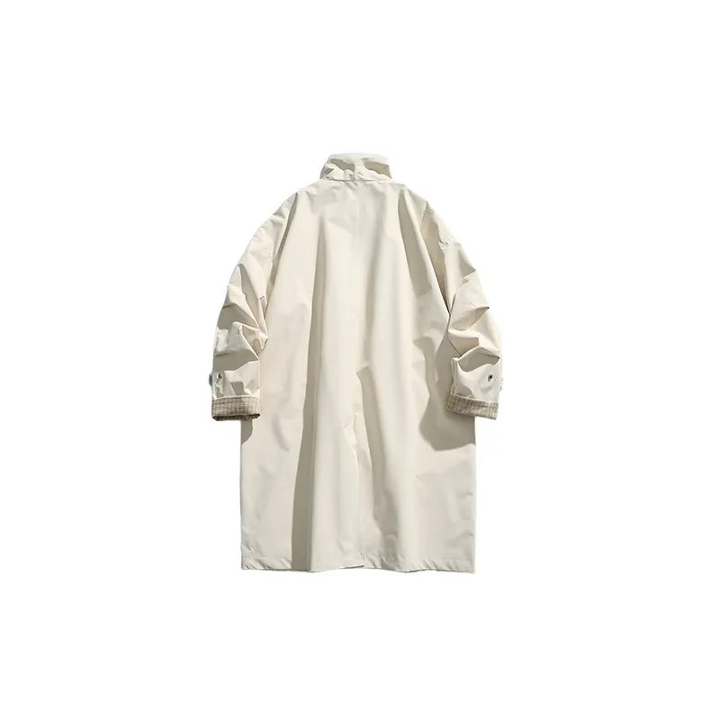 Casual Loose Blended Synthetic Fabrics Trench Coat-3