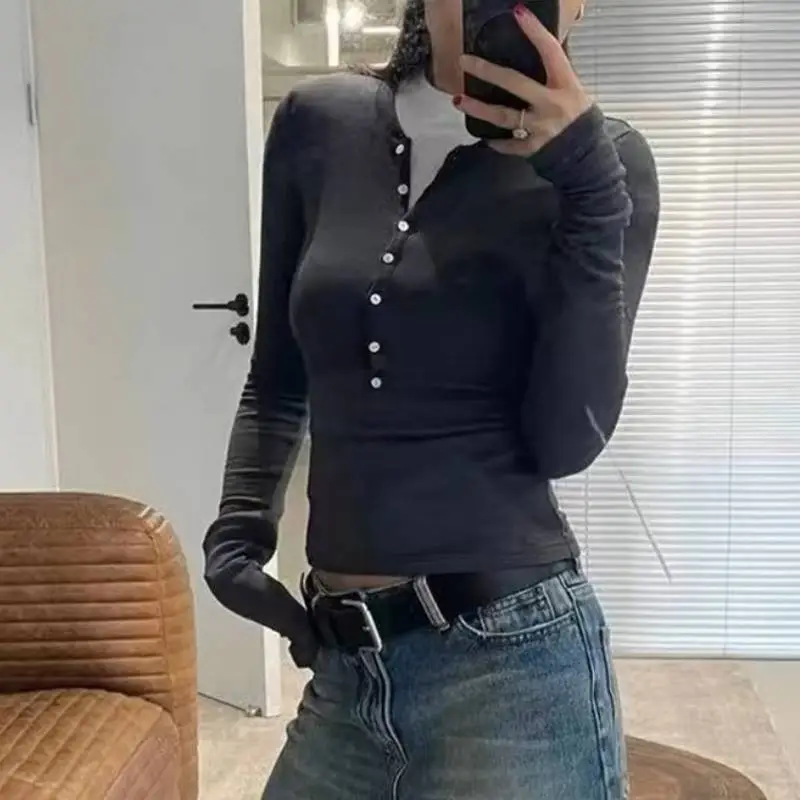 Simple Plain T shirt Women-3