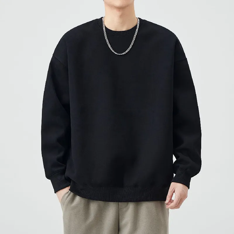 Simple Plain Cotton Blended Fabric Sweatshirt Unisex-2