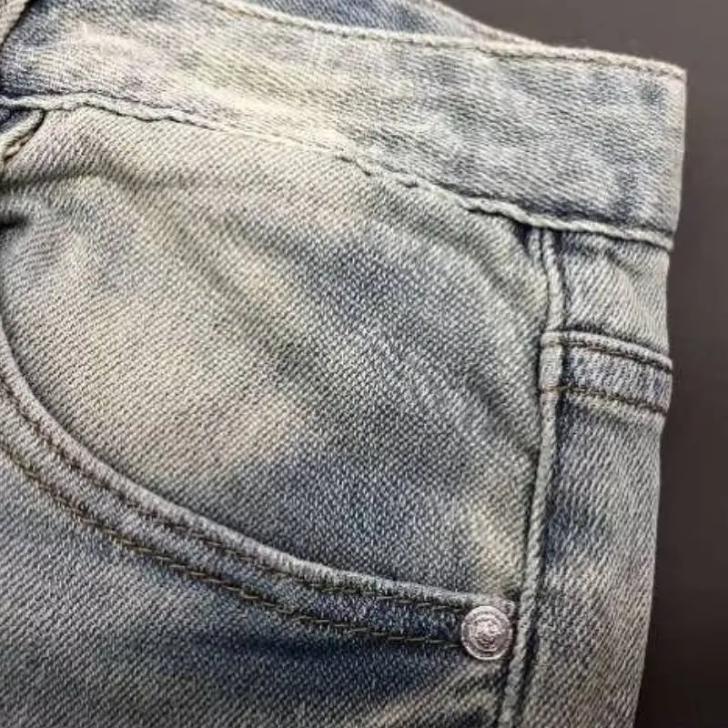 Retro Glitter Denim Casual Pants-2