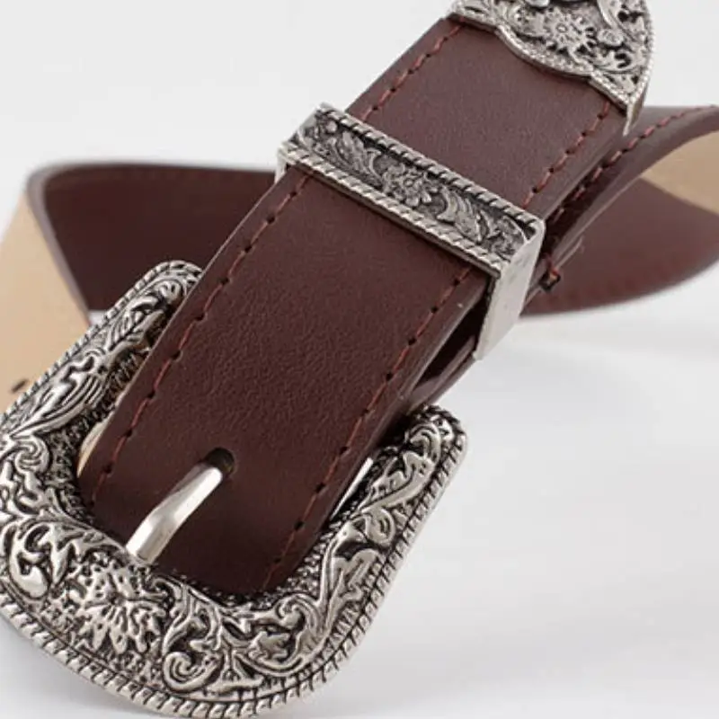 Retro Plain Leather Belt Women-1