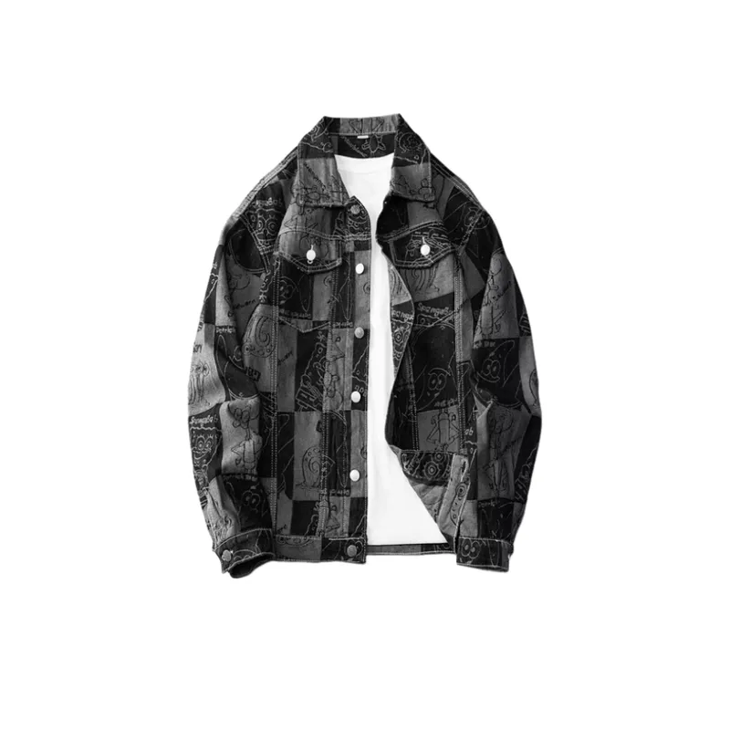 Trendy Plaid Denim Jacket-0
