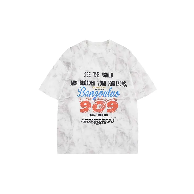 Simple Loose Cotton Blended Fabric T Shirt-0