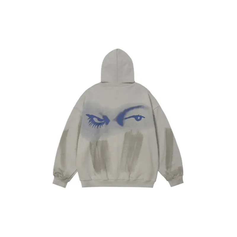 Dark Retro Halo Creative Interesting Color Patching Hooded Cardigan Sweater-4