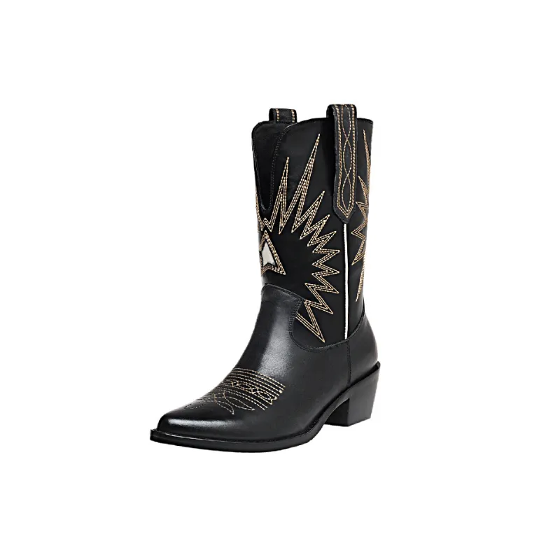Casual Embroidered Loose Ankle Boots-0