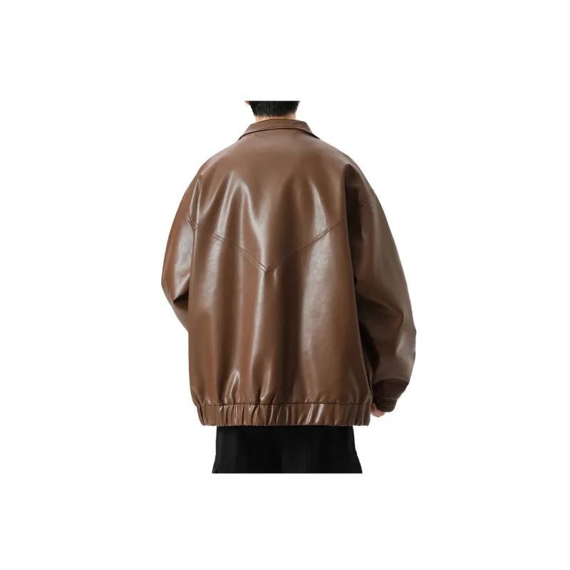 Retro Simple PU Jacket Women-13