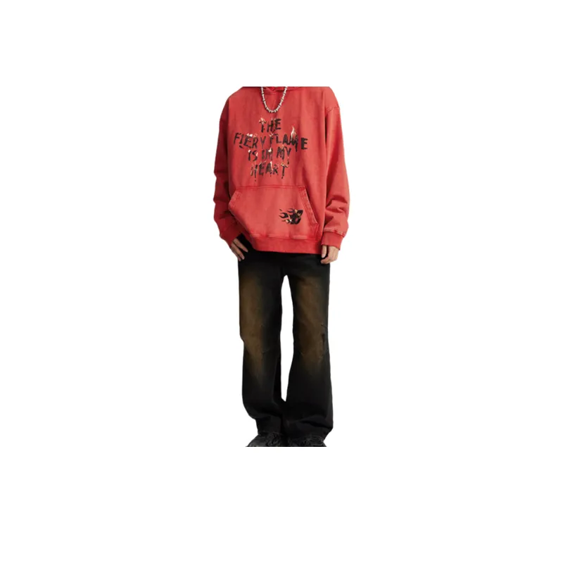 Retro Street Style Washed Printed Hoodie-5