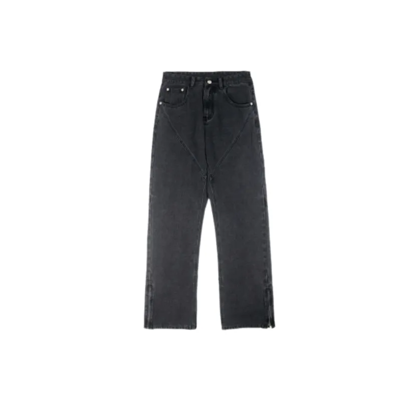 Washed Straight Leg Jeans-6