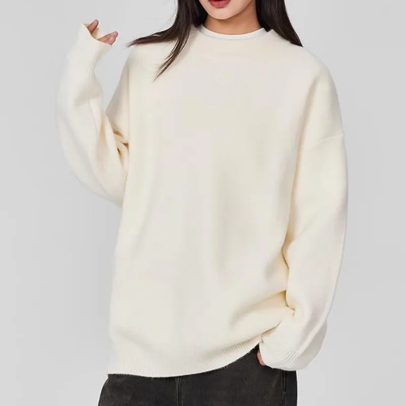Fashionable Plain Polyester Sweater-12