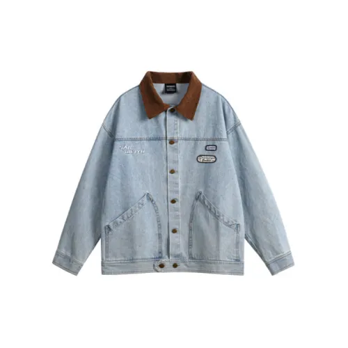 Retro Embroidered Patchwork Turn down Collar Denim Jacket