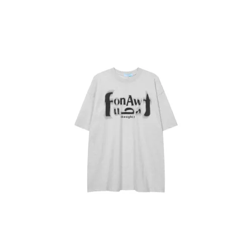 Simple Oversize Letter Printing Loose Crewneck Cotton T-shirt