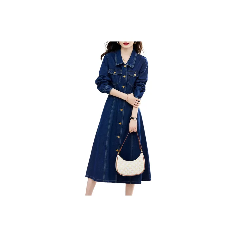 Retro Simple Denim Dress Women-2
