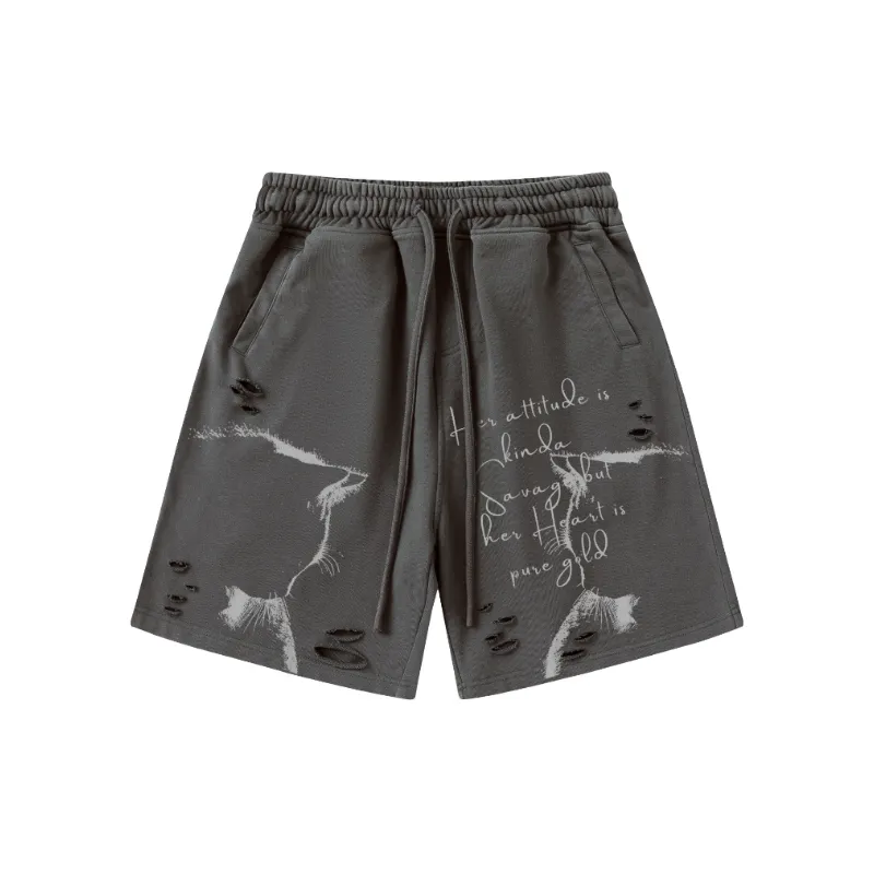 Tide Basic Paragraph Splicing Drawstring Shorts-4