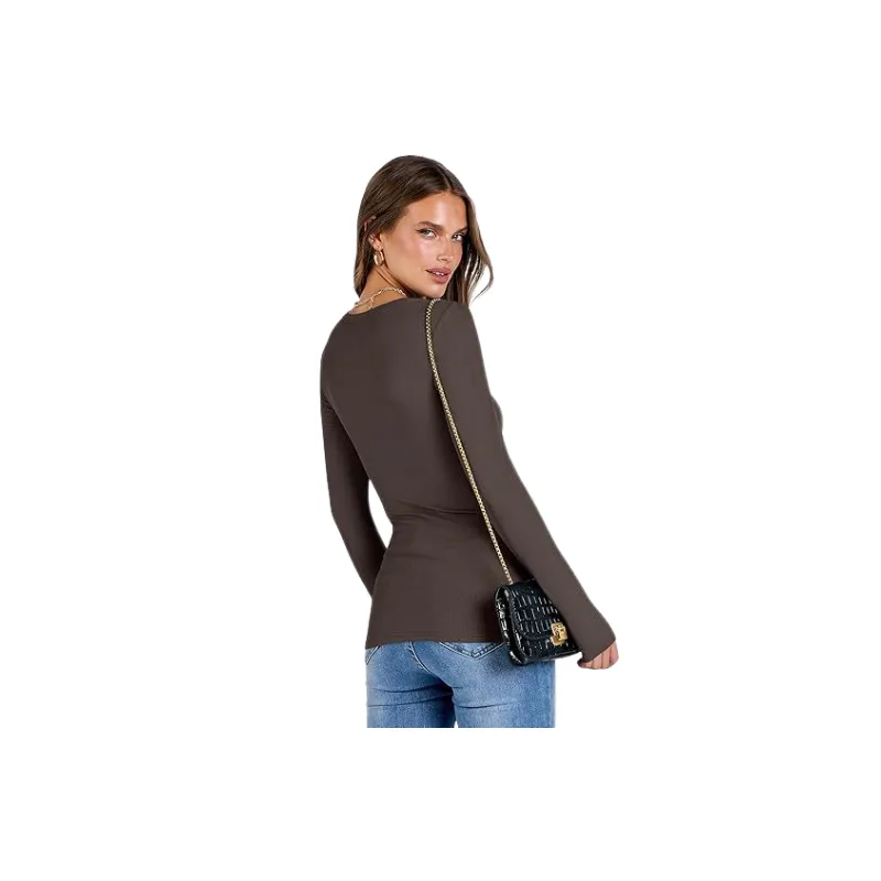 Casual Long Sleeve Polyester T Shirt Women-9