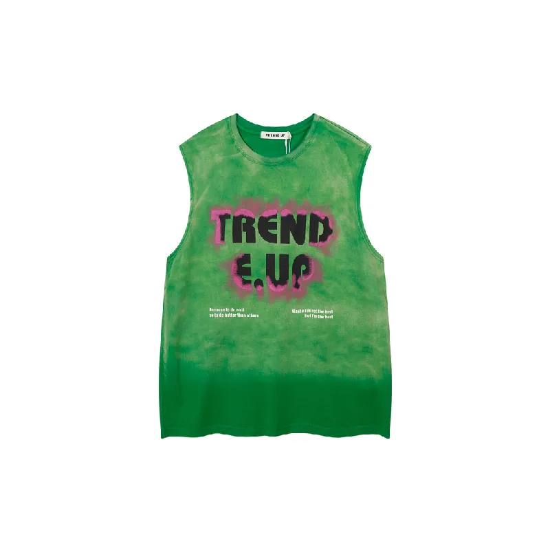 Retro Letter Cotton Blended Fabric Vest-0