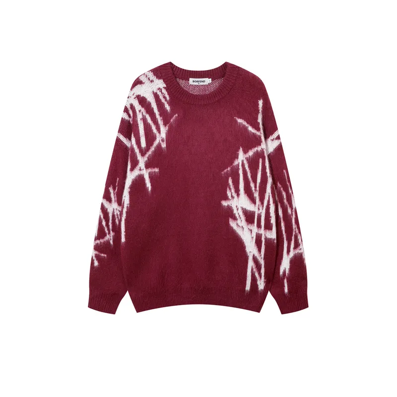 High Street Niche Design Confronted Graffiti Jacquard Sweater-3
